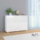 High Gloss Sideboard Decorative Storage Cabinet 2 Drawer 3 Door Organizer White