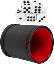 SOPOTUTU PU Dice Shaker Cup with Felt Lining Modern Cylindrical Design for Quiet Rolling for Home Bars and Parties Complete Dice Games Accessories