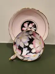 Vintage Paragon Double Warrant Pink and Blue Roses Gilt Cup Saucer Bone China