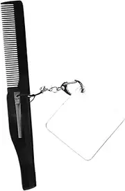 SAFIGLE Portable Folding Comb with Keyring and Square Mirror Compact Beard Comb for Men Travel Friendly Design Lightweight and Sturdy Pocket Comb for Grooming the Go