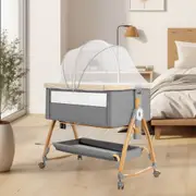 PlayPals 3-in-1 Baby Cot Crib Bed Bassinet Bedside Sleeper Portable Foldable