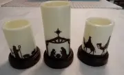 Set of 3 New Collections LED Flameless Christmas Nativity Scene Candles