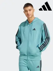 adidas Green Light Essentials 3-Stripes French Terry Full Zip Hoodie (AR0407) | $115