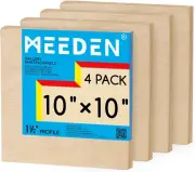 MEEDEN Unfinished Wood Canvas Board: 1-1/2" Deep 10x10” Wooden Canvas Panel P...