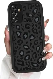 [Yomjew] Cute Cheetah Print Phone Case for Samsung Galaxy A14 5G Case 6.6", Aesthetic Leopard Pattern Design Cover Full Camera Lens Protective Shockproof Soft Slim TPU Funda for Women Girls - Black