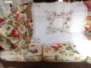 White Embroidered 36" x36" Cotton Square Battenburg Style Tablecloth Tessile NEW