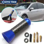 UNIVERSAL 1.4" MINI BLUE CARBON FIBER AM/FM RADIO SHORT ANTENNA SCREW ALUMINUM