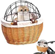 Dog Bike Carrier, Dog Bike Basket 11.8x9.8x13.8 Breathable Hollow-Out Cat Carrier Removable Wicker for Small Dogs Cats