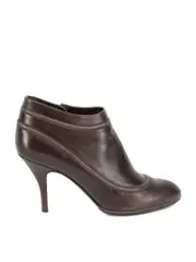 Brown Leather Pointed Toe Booties