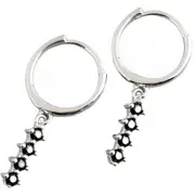 ANYCO Earrings Sterling Silver Chic Charm Black Colored Zircon Bar Stud For Women Girl Teen Fine Fashion Stylish Accessories Jewelry Gifts