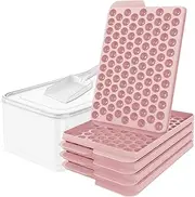 STARBRILLIANT Mini Ice Cube Trays, For Making 0.55 In Ice Balls,104x4 PCS Ice Ball Trays with 1*Ice Bin & 1*Ice Scoop, Ice Cube Tray Crushed Ice for Chilling Drinks,Juice,Milk, Soda,Coffee (PINK, 4 trays/package)