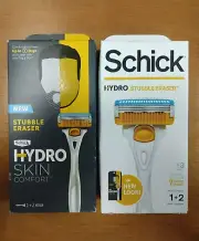 2 Pk: Schick HYDRO SKIN Stubble Eraser Razors 1 Handle/2 Cartridges ea. - 2B