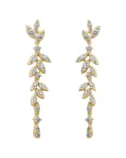 14K Diamond Leaf Drop Earrings .85 ct.