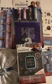 NEW Disney FROZEN II Interactive Touchscreen WATCH + Lip Balms Tattoo Bow Slap R