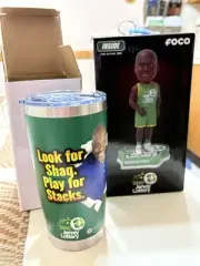 Shaquille O’Neal Foco NJ Lottery RARE Collectible Bobble Head, Tumbler&more!NIB