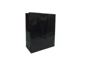50 x BLACK GLOSSY LAMINATED PAPER GIFT CARRY SHOPPING BAGS BULK - SMALL MEDIUM