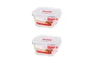 2x Locknlock 300ml Euro Square Borosilicate Glass Food Container Storage w Lid