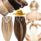 CLEARANCE Thick Real Clip in Remy Human Hair Extensions Full Head 8 Pieces Wefts