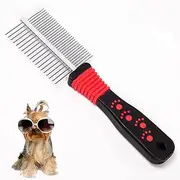 Dog Cat Comb, Dog Grooming Comb,Pet Cat Dog Grooming Brush Comb Trimmer Tool Double Sided Fur Rake Tool Pet Comb Stainless Steel Round Wide Dense Teeth Metal Pet Combs