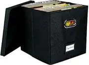 Record Storage Box - Albums Crate With Lid And Handle - Moving Box For Records Record Box With Lid Home Album Decorative Box For 50+ 12-Inch Records, Protect Your Precious Collection