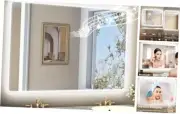 40"x32" LED-Bathroom-Mirror-with-Lights, Wall-Mounted with Bluetooth Speaker,