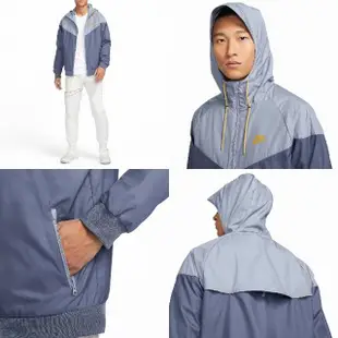 【NIKE 耐吉】外套 NSW Windrunner 男款 藍 黃 網眼 防風 拉鍊口袋 連帽外套(727325-492)