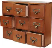 9 Drawers Library Card Catalog Cabinet with Labels Apothecary Cabinet Tabletop