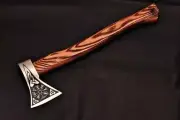 Custom Handmade Carbon Steel Viking Axe/Hatchet with Sheath, Ashwood Handle AU