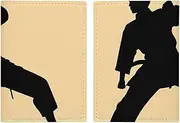 [BWQMNT] Passport Holder Leather Passport Holder Covers Case Blue Hibiscus Flower Printed Passport Book for Documents, Travel Gifts, karate men silhouette, 20.3x13.8cm