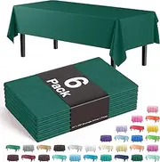 6-Pack Premium Plastic Tablecloth 54in. x 108in. Rectangle Plastic Table Cover - Dark Green