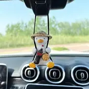 AMIORO Car Mirror Hanging Accessories, Cute Swinging Duck Car Ornament Dashboard Decorations (Mirrors Cola Duck)