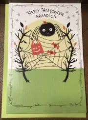 Hallmark Happy Halloween Grandson Card Spider In a Web Trick Or Treat 8x5.5