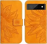 Compatible with Google Pixel 7a 5G Cover,Compatible with Google Pixel 7a 5G Flip Kickstand Card Slots Magnetic Closure Phone Case Yellow
