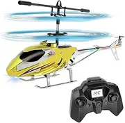 Aolso Helicopter RC Helicopter, Remote Controlled Toy, 3.5 Channel Indoor Flying Toy, Altitude Hobby Plane with Gyro, Mini Plane Gift for Children and Adults (Gold)