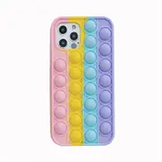 Rainbow Pop Fidget Toys Push It Bubble Phone Case For iPhone 7 8 Plus X XR 11 12 Pro Max