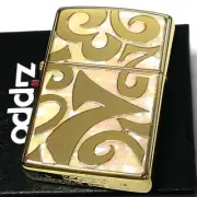 Zippo Shell Dial Numbers Gold White Sculpture Brass Lighter Regular Case Japan