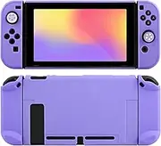 FANPL Case for Nintendo Switch, Hard Shell Cute Protective Case Cover for Switch and Joy Con Controller with 2 Flower Thumb Grips - Comfortable Touch (Purple)