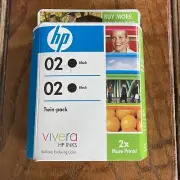 HP 02 Twin Pack Black Vivera Ink Cartridge Expired November 2009