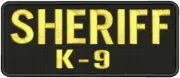 Sheriff K-9 embroidery patches 4x10 hook gold