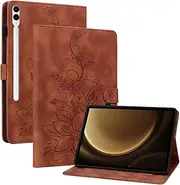 [Nexue] Case for Samsung Galaxy Tab S10+ Plus Case 2024/ S9 FE+ Plus/ S9+ Plus 12.4" 2023,Shockproof PU Leather Case Cover with Kickstand Pen Holder and Card Slots/Wallet (Brown)