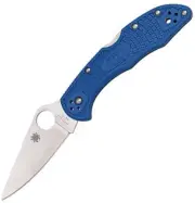 Spyderco Delica Plain edge Pocket Knife Flat Ground Blue C11FPBL