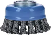BOSCH WBX328 3 In. X-LOCK Arbor Carbon Steel Knotted Wire Single Row Cup Brush For Applications in Removing Weld Scale, Burrs and Corrosion, Preparing Painting Surfaces