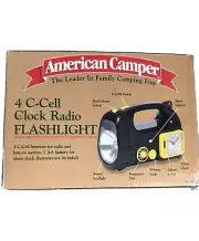 NIB Clock Radio Flashlight C-Cell Camping SHTF Emergency Gear ‘American Camper’
