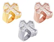 Cross 1 4/5 CT Real Diamond Pinky Ring 10K Gold