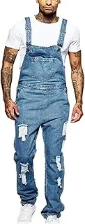 [Cicilin] Men's Dungarees Denim Trousers Stonewash Overalls Fashion Pants Casual Fit Jeans, Light Blue, Medium, Light Blue, Medium
