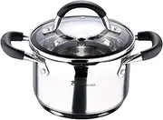 [MasterPro] Foodies Casserole 1.8 Litre 16 x 10 cm Stainless Steel Non-Stick Ergonomic Handle Suitable for All Hobs Including Induction Toxic Free