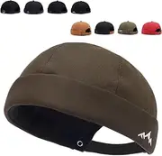 [Gadfary] Brimless Hats for Men Brimless Caps, Rolled Cuff Retro Docker Hat for Men Womens Skull Cap with Adjustable Brimless Hat