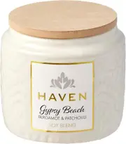 Bergamot & Patchouli Scented Candle in Ceramic Jar - Clean-Burning Soy Wax Blend