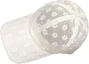 [DEARMAMY] 1Pc Women Summer Breathable Lace Peaked Sunshade Cap Adjustable Design for Protection and Style White