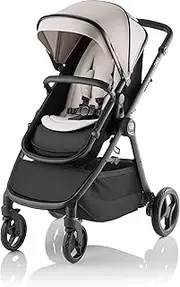[Britax] One2 Stroller, Travel System Compatible, Reversible Seat, Converts From Bassinet To Seat, Lightweight Single To Tandem Stroller, XL UPF50+ Extendable Canopy, Easy Adjust Harness, XL Easy Access Basket (Dune Taupe 36993)